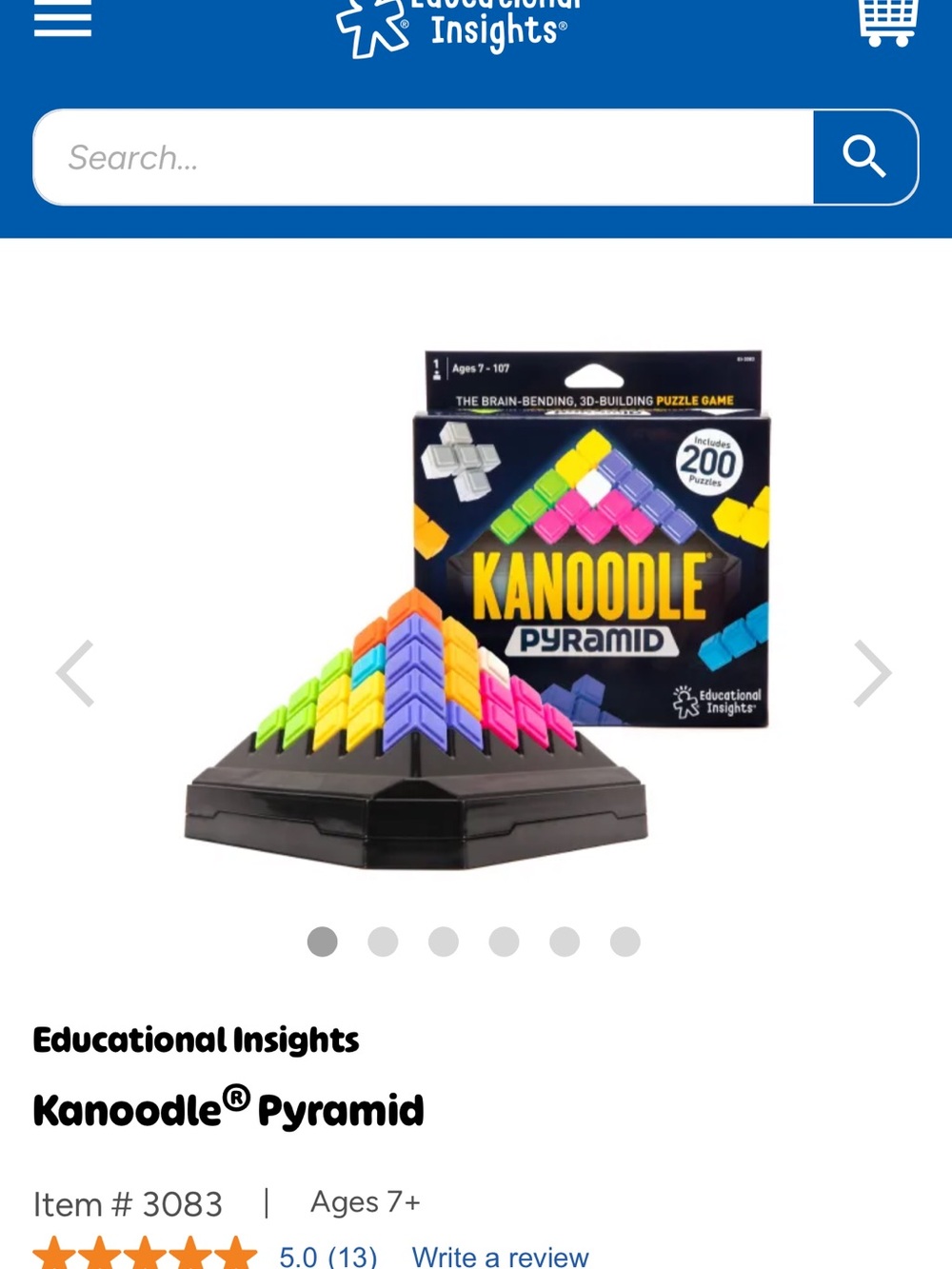 Educational Insights Kanoodle Pyramid Puzzle - Bright Multicolor